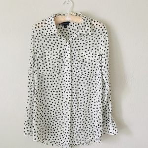 Who What Wear Polka Dot Button Down Blouse